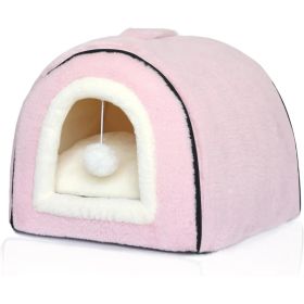 Cat Bed For Indoor Cats Foldable Cat Cave Anti-Slip Water-Resistant Bottom Cat Houses For Indoor Cats Or Small Dogs Kitten Tent (Option: PINK)