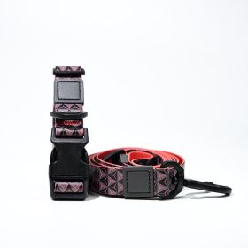 Trendy Printed PVC Dog Leash & Collar Set, Waterproof Durable Pet Lead with Unique Pattern, Adjustable for Small Medium Large Dogs (Pattern: Red 3D Cube, size: S)