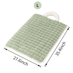 Washable Dog Mat with Carry Handle, Soft Plush Quilted Dog Bed Mat, Portable Crate Pad and Kennel Liner for Floor, Sofa, Car and Travel (Color: Green, size: L)