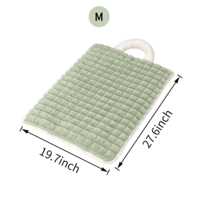 Washable Dog Mat with Carry Handle, Soft Plush Quilted Dog Bed Mat, Portable Crate Pad and Kennel Liner for Floor, Sofa, Car and Travel (Color: Green, size: M)