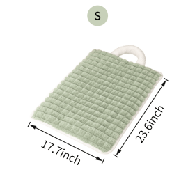 Washable Dog Mat with Carry Handle, Soft Plush Quilted Dog Bed Mat, Portable Crate Pad and Kennel Liner for Floor, Sofa, Car and Travel (Color: Green, size: S)
