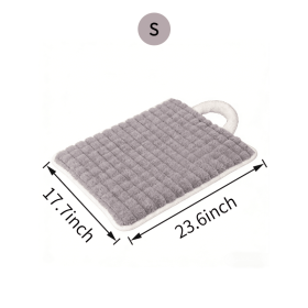 Washable Dog Mat with Carry Handle, Soft Plush Quilted Dog Bed Mat, Portable Crate Pad and Kennel Liner for Floor, Sofa, Car and Travel (Color: Grey, size: S)